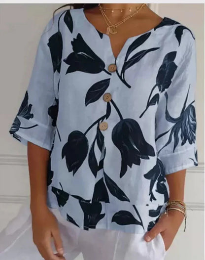 Langärmelige Bluse Mit Blumen