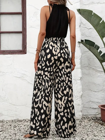 Ledi - jumpsuit mit leopardenmuster und weitem bein