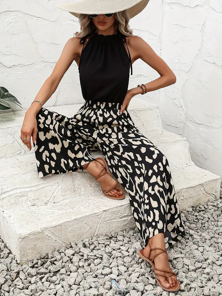 Ledi - jumpsuit mit leopardenmuster und weitem bein