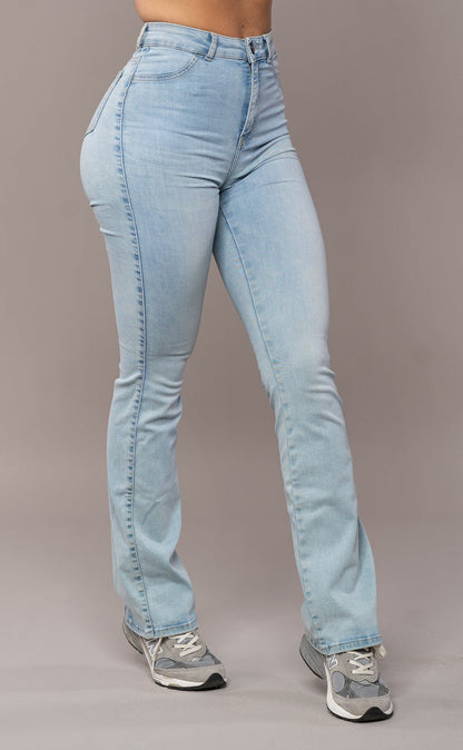 Cecile | damen flared jeans im vintage-blau