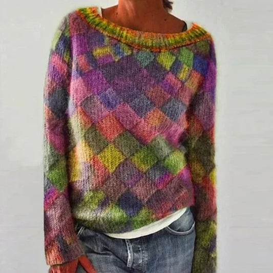 Enola | bunter & stylischer pullover mit o-ausschnitt