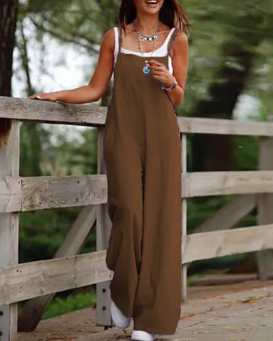 Nora – beige jumpsuit eleganz